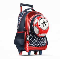 Mochila Futbol – Pelota 3D, 18 pulgadas, con Luz Led, c/Carrito, original Footy, 12211