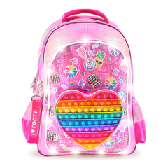 Mochila Pop-it Corazón, De Espalda, 18 pulgadas, con Luz Led, original Footy, 12663