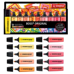 Resaltadores Stabilo Boss Arty Estuche x 10, Punta biselada, 12349