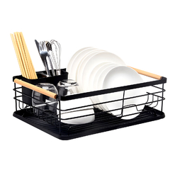 Seca platos Escurre Platos metálico, c/bandeja plástica, Asas Madera, 13682 - comprar online
