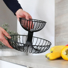 Frutera Doble Piso Circular Metal, 35 cm diámetro 13680 - tienda online