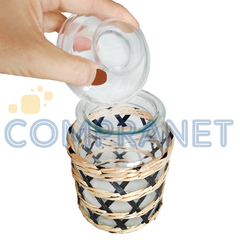 Frasco de Vidrio C/tapa, y malla de mimbre 1 litro 13092 - Compranet