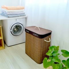 Cesto de Ropa Bamboo rectangular, Doble, Plegable, Baño lavadero 13383 en internet