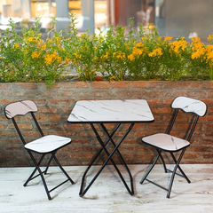 Mesa Cuadrada Plegable 60x60cm Jardín Balcón Simil mármol 13392 - tienda online