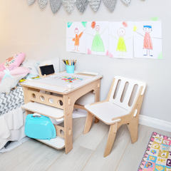 Mesa Didáctica con Silla encastrable tipo Montessori, c/valija y vaso 13694