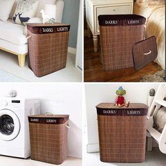 Cesto de Ropa Bamboo rectangular, Doble, Plegable, Baño lavadero 13383 en internet