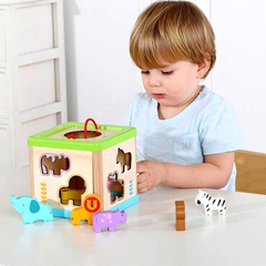Cubo de Encastre de madera con animales, didáctico Tooky Toy 13225 - tienda online