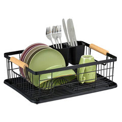 Seca platos Escurre Platos metálico, c/bandeja plástica, Asas Madera, 13683 - comprar online