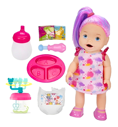 Muñeca con Set de comidas y Mixer, accesorios, ensucia el Pañal 12701