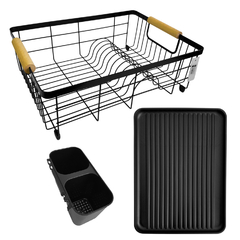 Seca platos Escurre Platos metálico, c/bandeja plástica, Asas Madera, 13683 - tienda online