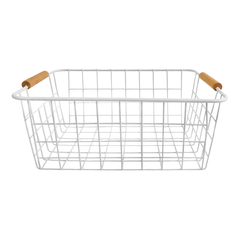 Canasto Organizador metal, con asas de madera, Cocina, baño 13585 - tienda online