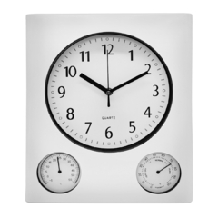 Reloj de pared, analógico, Rectangular, c/Temperatura y humedad 13065