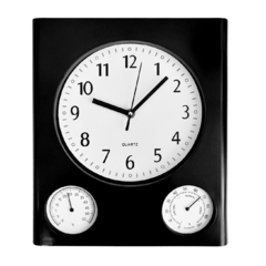 Reloj de pared, analógico, Rectangular, c/Temperatura y humedad 13065 - comprar online