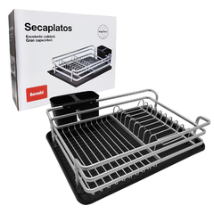 Secaplatos, Escurridor Reforzado Aluminio c/Bandeja Grande, 13106
