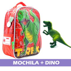COMBO Mochila p/Jardín 12 pulgadas, + Muñeco Dinosaurio 90119