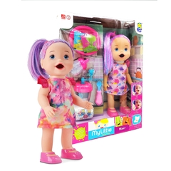 Muñeca con Set de comidas y Mixer, accesorios, ensucia el Pañal 12701