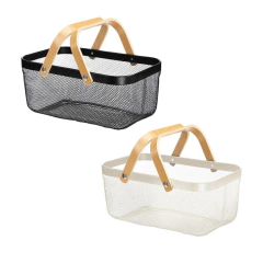 Canasta de metal Organizador con manija de madera, Rectangular, 12645 - comprar online