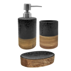 Set de Baño 3 piezas, Cerámica, jabonera + Dispenser + Vaso 13397 - Compranet
