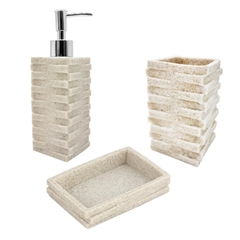 Set de Baño 3 piezas, Cerámica, jabonera + Dispenser + Vaso 13397 en internet