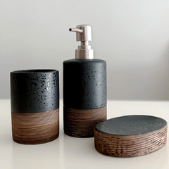 Set de Baño 3 piezas, Cerámica, jabonera + Dispenser + Vaso 13397