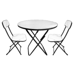 Mesa Redonda Plegable 60x60cm Jardín Balcón Simil mármol 13393 - tienda online