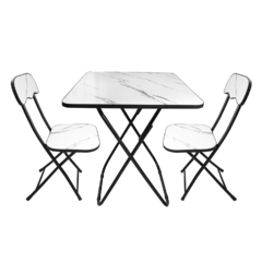 Imagen de Mesa Cuadrada Plegable 60x60cm Jardín Balcón Simil mármol 13392