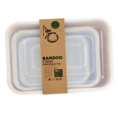 Set x 3 Tapers de Fibra de Bamboo c/tapa, cocina 12644 - Compranet