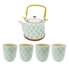 COMBO Tetera + 4 Cuencos p/Té, de Porcelana China, 90034