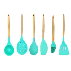 Set x 6 utensilios de Silicona, con mango de madera, repostería Cocina 90022