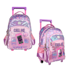 Mochila Footy 18 pulgadas, C/Carrito Call Me, Luz Led, original Footy, 12924 - tienda online