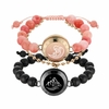 Pulseras para parejas Montaña y Mar - Piedra Agata Negra y Cuarzo Rosa