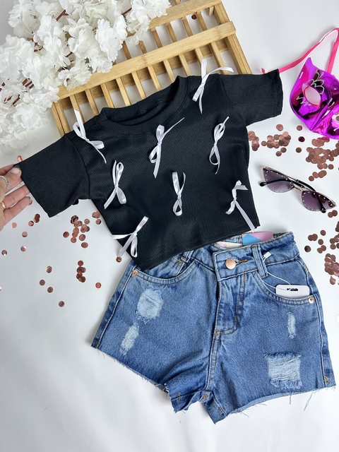 Croped Laço preta - comprar online