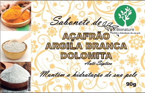 Sabonete natural de AÇAFRÃO, ARGILA BRANCA e DOLOMITA - Bionature