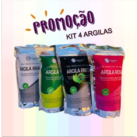 KIT PROMOÇÃO ARGILA: 4 tipos - 500g cada