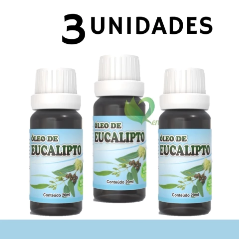 3x Óleo de Eucalipto globulus - 100% vegetal, natural e vegano