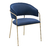 Cadeira Crono em veludo azul com estrutura dourada, ideal para ambientes elegantes.