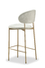 Banqueta Dourada Linea com design moderno e sofisticado, mostrando o encosto curvado e a estrutura metálica dourada.