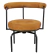 Cadeira Sira com assento e encosto estofados em tecido marrom caramelo e estrutura metálica preta