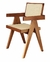 Cadeira de jantar Pierre Jeanneret com madeira e palha natural com braço. Design clássico e atemporal.