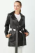Jaqueta Couro Cordeiro Genuínoa Gabardina Para Feminino - comprar online