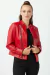 Jaqueta Couro Cordeiro Genuínoa Vermelho Para Feminino - tienda online