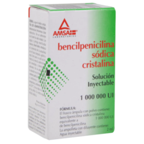 BENCILPENICILINA SOD CRISTALINA 1,000,000UI/2ML SOLUC INY C/1 *ANT*