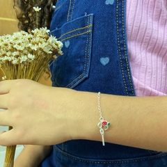 pulseira flor rosa