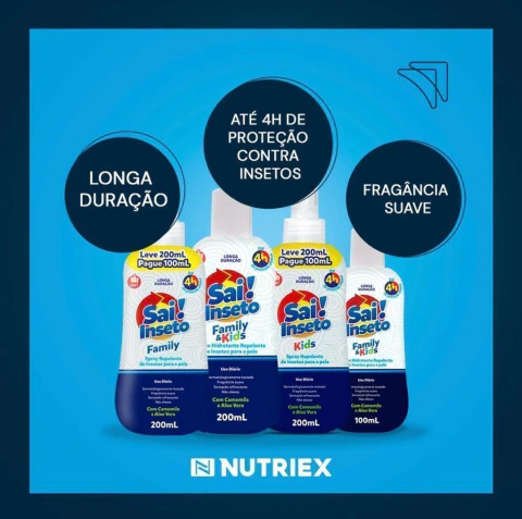 REPELENTE NUTRIEX FAMILY SAI INSETO 200ml 4 HORAS