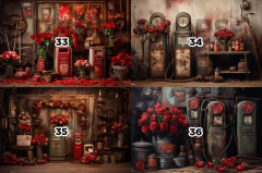 SAN VALENTIN - GASOLINERA VINTAGE - Underprops Fondos Para Fotografía