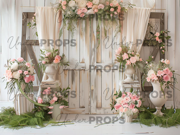 FONDO VINTAGE - FLORAL GRANERO ROSA