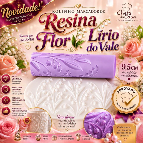 Rolinho Marcador De Resina Flor Lírio Do Vale