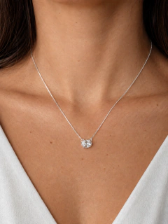 1293 Colar zirconia oval (cor cristal) prata