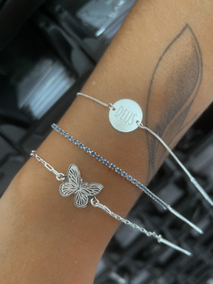 PUP3054b6 Pulseira borboleta monarca com corrente cartier prata - susifolheados