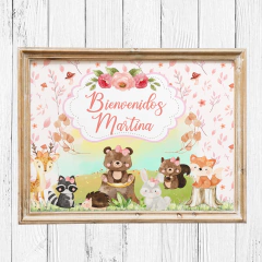 Imagen de Animales del Bosque Acuarela Rosa